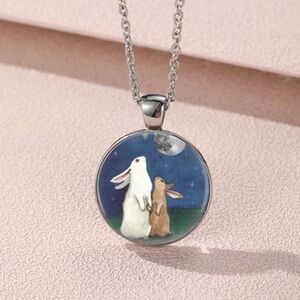 Easter Bunny Stainless Steel Necklace I Love You to the Moon And  Back Kids Gift